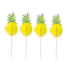 10pcs 3D Pineapple Cake Toppers Tropical Party Decorations for Cupcakes Appetizers and Desserts