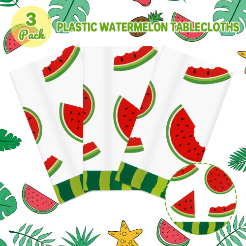 Watermelon Tablecloth Set 3 Pack Waterproof Oilproof Disposable Covers for Birthday Party Picnic Rectangular Tables 2