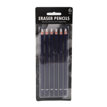 6Pcs Eraser Pencils Set, Precision Erasing Control for Sketching and Drawing, Wooden Art Erasing Pencils for Artists