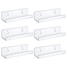 6pcs Acrylic Record Shelf Wall Mount Vinyl Display Holder Clear SpaceSaving Album Storage Decor