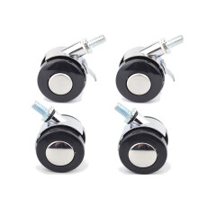 1.5 Inch Alloy Furniture Caster Wheels M8 Thread Gray Swivel Dual Wheel Set with Brake and No Brake
