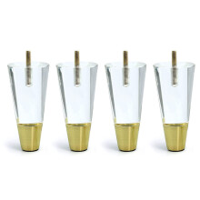 4Pcs Acrylic Furniture Legs 120mm Gold Clear Modern Cabinet Sofa Feet Set Durable Stable Support