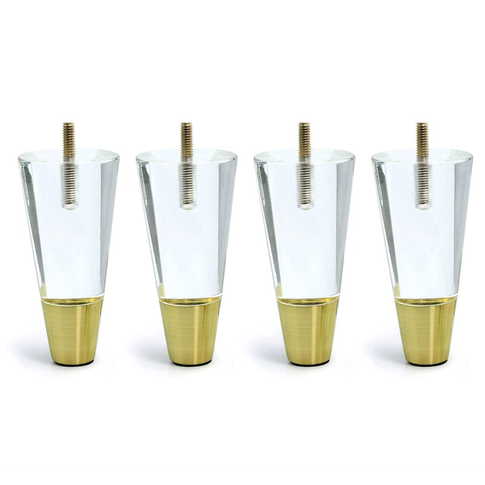 4Pcs Acrylic Furniture Legs 120Mm Gold Clear Modern Cabinet Sofa Feet Set Durable Stable Support 9351714698733