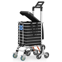 Folding Shopping Cart with Lid and 360 Swivel Wheels, Lightweight Metal Frame for Groceries Travel Black