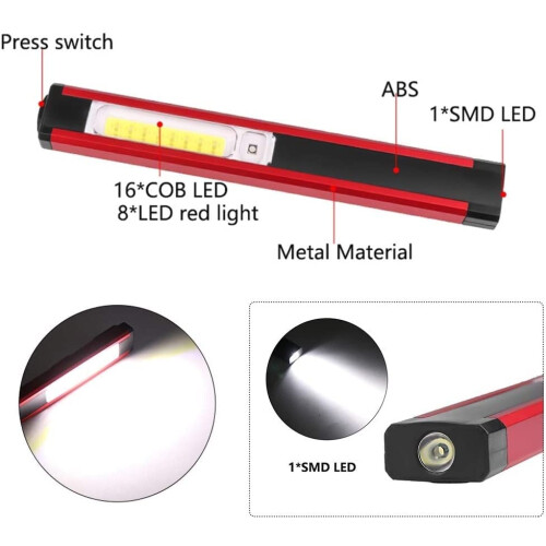 Rechargeable LED Work Light COB Flashlight with MultiMode Red White Lighting USB Fast Charging 1