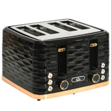 4 Slice Toaster with 7 Browning Controls Rippled Texture Electric Toaster Black Chrome