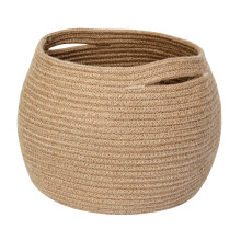 Round Wicker Storage Basket with Handles, Natural Jute Home Organizer for Plants, Towels and Toys