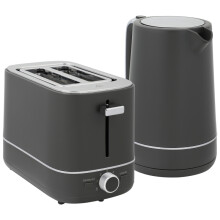 3kW Rapid Boil Electric Kettle and 2 Slice Toaster Set 1.7L Grey Textured Design