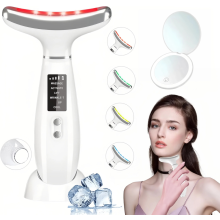 6-in-1 gezichtscontourapparaat met 7 LED-lichttherapiestanden, warmte- en koudestanden, EMS-microstroom, sonische massage en 4 intensiteitsn