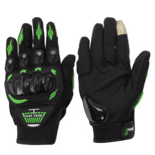 Motorcycle Riding Gloves M Black Green Breathable Full Finger Touchscreen Protective Nylon