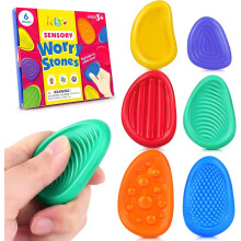 Fidgetspeelgoed Sensorische stenen voor kinderen: 6 stuks getextureerde zachte stressstenen voor kinderen met autisme - Stressverminderend f