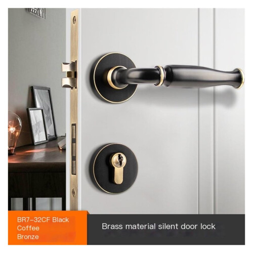 Modern Copper Interior Door Handle Lock Black Coffee Bronzer Solid Wood Ergonomic Lever Design 1