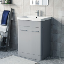 Afern Matte Grey 600mm Freestanding Vanity Unit Cabinet & Wash Basin