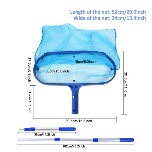 Pool Skimmer and Leaf Rake with 4ft Adjustable Telescopic Pole, Deep Bag Fine Mesh Net, Sturdy Frame 1