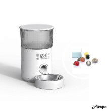 Automatic Cat Feeder, White 135 Oz /4 L Pet Food Dispenser, with Programmable Timer, Portion Control for 1-5 Meals Per Day, Double Feeding And Rec