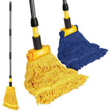 Commercial Mop Heads Heavy Duty String Mop with Looped Ends Blue and Yellow Set for Industrial Floor Cleaning