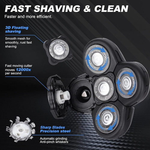 5D Head Shaver Replacement Blades, Replacement Heads Compatible for Freebird Head 3 Pack 2