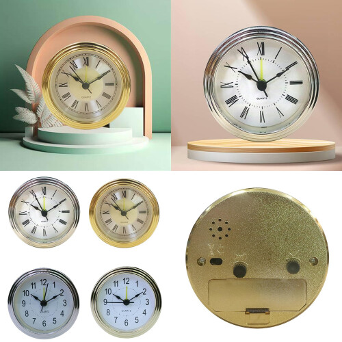 78mm Round Clock Insert Replacement with Quartz Snooze Movement, Clear Dial, Gold or Silver Trim 1