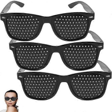 Paquete de 3 gafas estenopeicas para mejorar la visión, gafas estenopeicas unisex para fortalecer la visión, color negro.