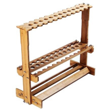 38Rod Wood Fishing Rod Rack for Garage Storage, Handcrafted Fishing Pole Holder with Natural Finish