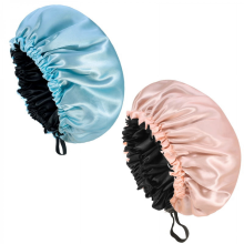 2 gorros de seda impermeables de doble capa, gorros de noche de satén ajustables para el cabello, pañuelos para la cabeza para mujeres para