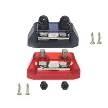 2PCS M8 Dual Stud Bus Bar Power Distribution Block 250A 48V with Insulated Cover for Car Marine Boat