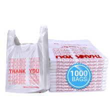 Plastic Grocery Bags with Handles 1000 Count White Thank You Bags Bulk for Retail Shopping and Food Use