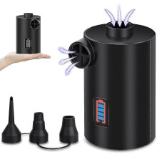 Usb Rechargeable Electric Pump with Battery Indicator Light, Electric Air Pump with 3 Air Nozzles, Suitable for Inflatable Mattresses, Pillows, Beds,