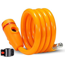Heavy Duty Bike Cable Lock with AntiTheft Blade Core and Mounting Bracket, Waterproof 120cm Orange