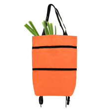 Foldable Shopping Cart with Wheels, Waterproof Oxford Rolling Grocery Bag, Lightweight Trolley for Travel and Daily Use