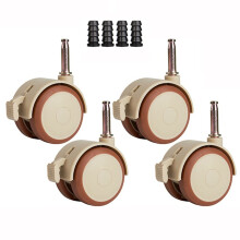 2 Inch Rubber Swivel Caster Wheels with Brake, Heavy Duty Stem Casters for Baby Bed and Furniture