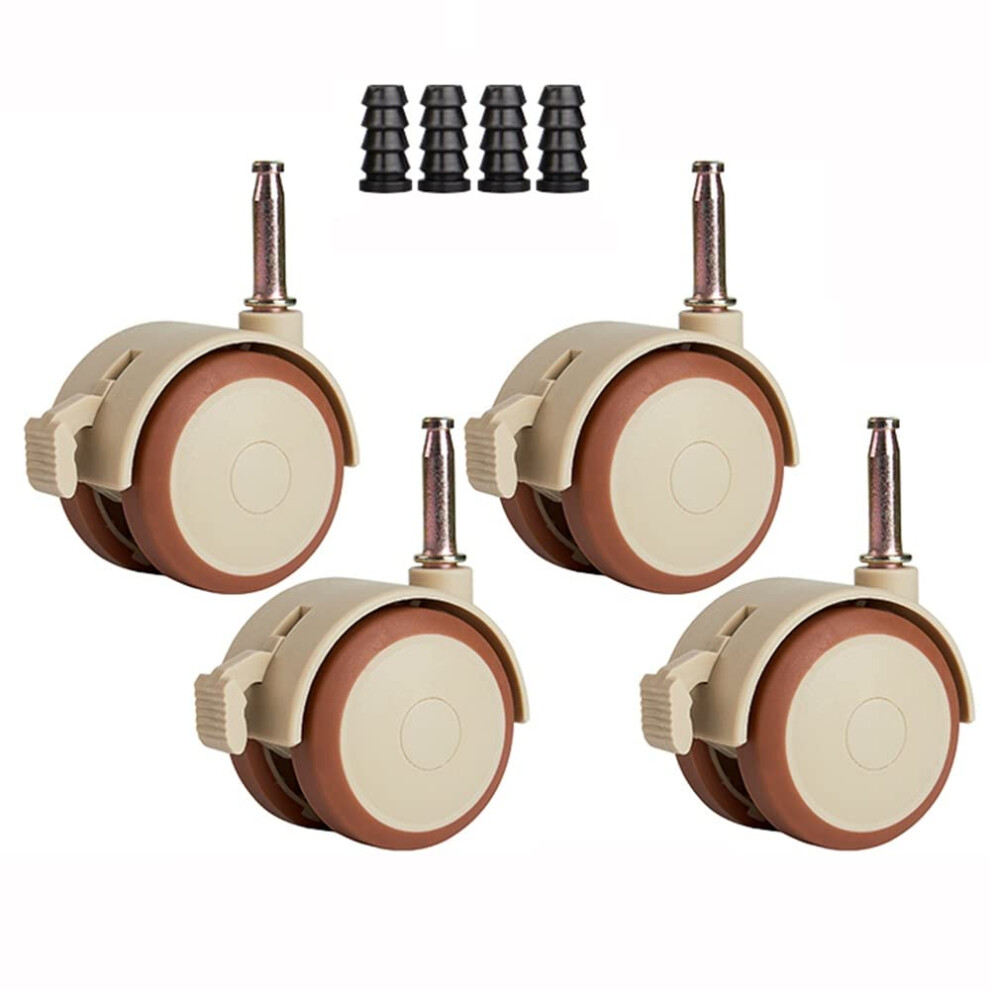 2 Inch Rubber Swivel Caster Wheels With Brake, Heavy Duty Stem Casters For Baby Bed And Furniture 9045646492193