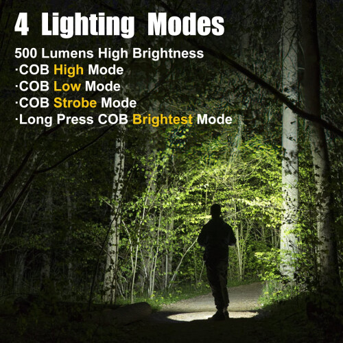 2Pack Rechargeable EDC Keychain Flashlight, 500 Lumens COB Work Light with Magnetic Base and 4 Modes 1