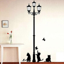 Creative Diy Popular Ancient Lights Cat And Bird Wall Stickers Cartoon Wall Murals Home Decor Room Decal Wallpaper for Children