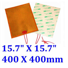 Silicone Heater Pad 24V 200W 400x400mm for 3D Printer Heated Bed, Fast Uniform Heating, Adhesive Back