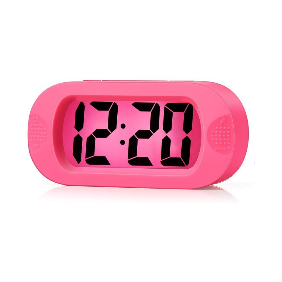 Pink Digital Kids Alarm Clock with Snooze Nightlight Battery Powered