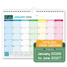 2025 Wall Calendar 18 Month English Calendar with Holidays FSC Certified for Home Office Planning