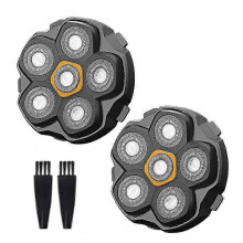 2 Pcs 6-Blade Magnetic Shaving Head Replacement, Washable for Men's Head Shaver Razor