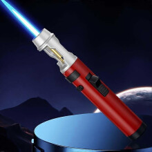 2026 Outdoor Windproof Butane Torch Lighter, Refillable with Bottle Opener for BBQ, Camping & Cigars (Red)
