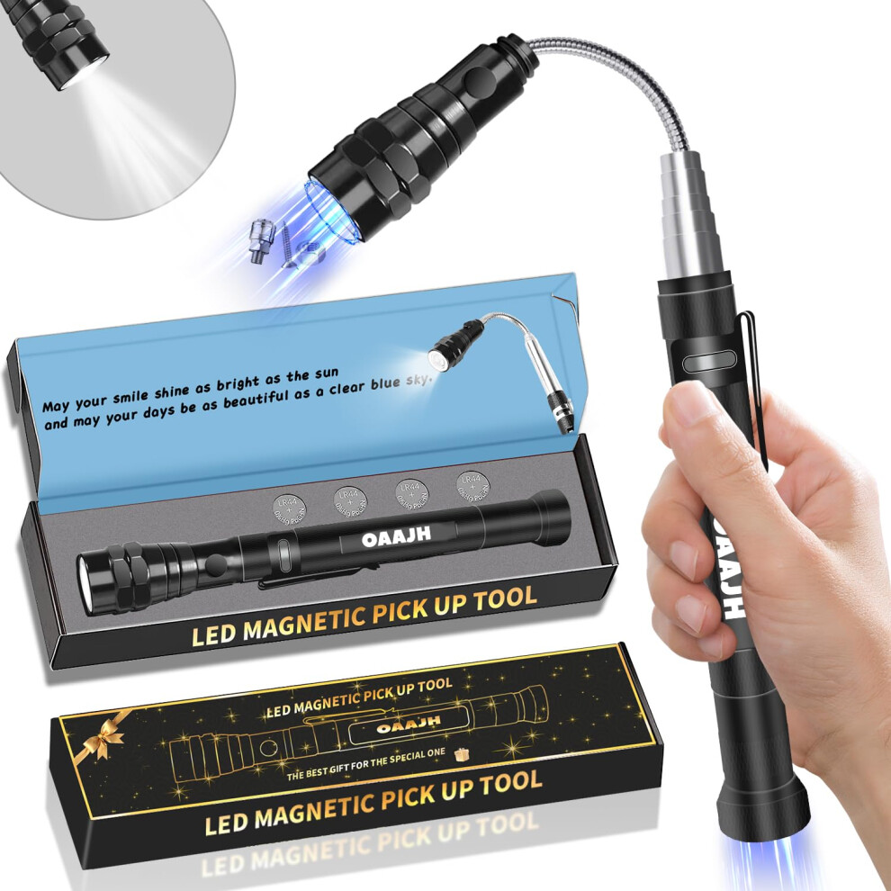 Magnetic Pickup Tool With 3 Led Lights, Telescoping Magnetic Flashlight Gift For Men, NonâSlip Grip 9045646493503