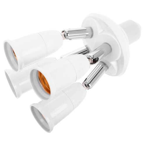 E27 Light Socket Splitter Adapter with Switch, Dual Socket Expansion 360 Rotation 180 Bendable Design