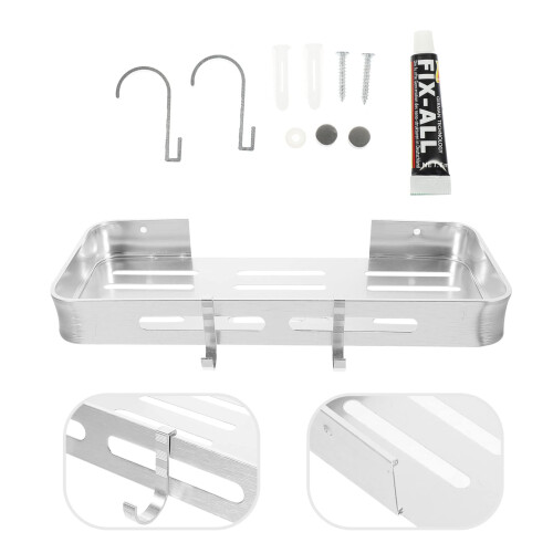 Corner Shower Shelf Wall Mounted Aluminum Organizer, Rustproof SpaceSaving Bathroom Storage Rack 2