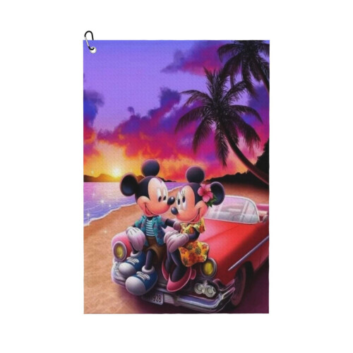 Prosop de golf Mickey Mouse pentru bărbați, microfibră, tip waffle