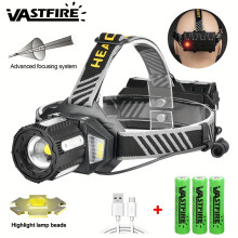 VASTFIRE LED-uppladdningsbar pannlampa med höga lumen och starkt ljus med 9