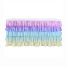 Tulle Chiffon Table Skirt 14ft Soft Ruffled Design for Baby Shower Birthday Party Dessert Table Decor