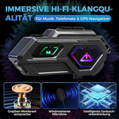 Κράνος μοτοσικλέτας C8 Pro με ενδοεπικοινωνία, σύστημα επικοινωνίας 2 ατόμων, ηχε 2