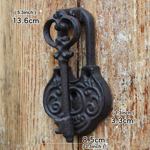 Antique Gold Cast Iron Door Knocker and Rustic Front Door Pull Handle for Barn or Garden Gate 1