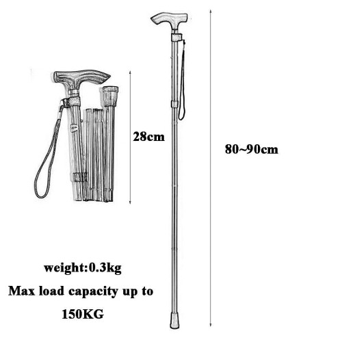 Folding Walking Cane with Ergonomic Handle, Adjustable Height, Quad Base, Non‑Slip Tip, Black 1