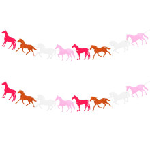 2 Pcs Pink Horse Garland Banner Set, Felt Equestrian Birthday Decoration for Girls and Farm Party