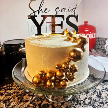 She Said Yes Cake Topper Gold Acrylic Wedding Decoration for Engagement Proposal or Bridal Shower